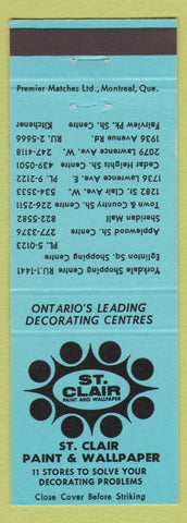 Matchbook Cover - St Clair Paint Wallpaper Kitchener ON blue