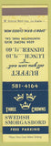 Matchbook Cover - Three Crowns Swedish Smorgasbord Huntington Park CA