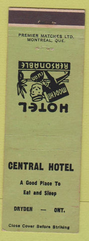 Matchbook Cover - Central Hotel Dryden ON