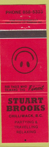 Matchbook Cover - Stuart Brooks Partying individual? Chilliwack BC red