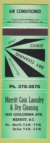 Matchbook Cover - Merritt Coin Laundry Dry Cleaning Merritt BC green