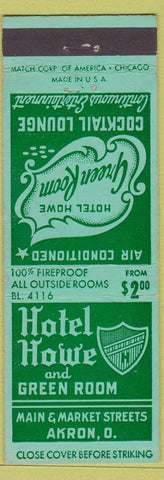 Matchbook Cover - Hotel Howe Akron OH