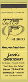 Matchbook Cover - Jacob's Confectionery Dunnville ON yellow