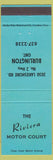 Matchbook Cover - Riviera Motor Court Burlington ON blue