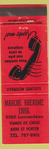 Matchbook Cover - Marche Rheaume Enrg Montreal QC