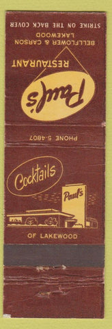 Matchbook Cover - Paul's Restaurant Lakewood CA