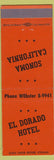Matchbook Cover - El Dorado Hotel Sonoma CA orange