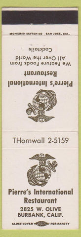 Matchbook Cover - Pierre's Restuarant Burbank CA