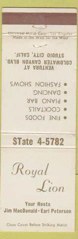 Matchbook Cover - Royal Lion Studio City CA restaurant