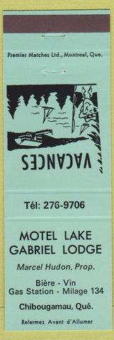 Matchbook Cover - Motel Lake Gabriel Lodge Chibougamau QC