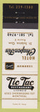 Matchbook Cover - Tic Toc Restaurant Montreal QC