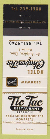 Matchbook Cover - Tic Toc Restaurant Montreal QC