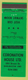 Matchbook Cover - Coronation House Burlington ON