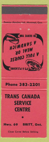 Matchbook Cover - Trans Canada Service Centre Britt ON
