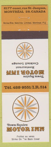 Matchbook Cover - Town Squire Motor Inn Montreal QC