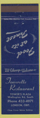 Matchbook Cover - Towerette Restaurant London ON