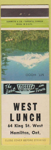 Matchbook Cover - West Lunch Hamilton ON