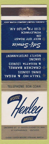 Matchbook Cover - Hotel Henley St Catharines ON