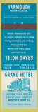 Matchbook Cover - Grand Hotel Yarmouth NS