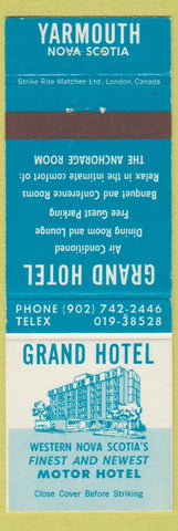 Matchbook Cover - Grand Hotel Yarmouth NS