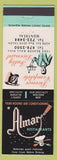 Matchbook Cover - Almar Restaurants Montreal QC