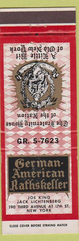 Matchbook Cover - German American Rathskeller New York City