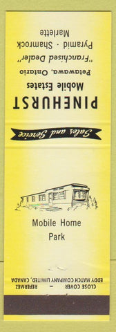 Matchbook Cover - Pinehurst Mobile Homes Trailers Petawawa ON