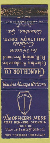 Matchbook Cover - Officers' Mess Fort Benning GA WEAR