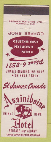 Matchbook Cover - Assiniboine Hotel St James Winnipeg? MB
