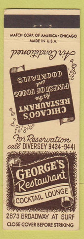 Matchbook Cover - George's Restaurant Chicago IL