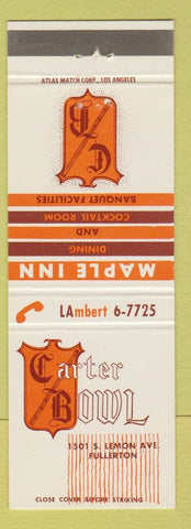 Matchbook Cover - Carter Bowling Fullerton CA billiards