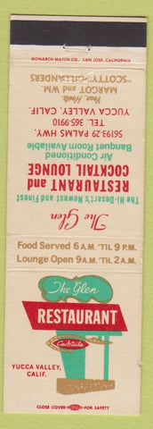 Matchbook Cover - Glen Restaurant Yucca Valley CA