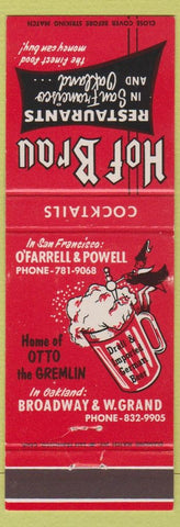 Matchbook Cover - Hof Brau Restaurants Oakland San Francisco CA