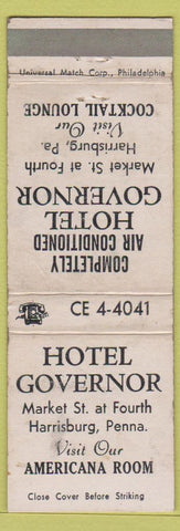 Matchbook Cover - Hotel Governor Harrisburg PA WORN