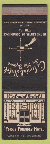 Matchbook Cover - Colonial Hotel York PA