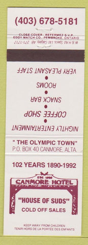 Matchbook Cover - Canmore Hotel House of Suds Canmore AB