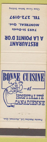 Matchbook Cover - Restaurant A La Pointe D'Or Montreal QC