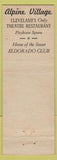 Matchbook Cover - Herman Pirchner's Alpine Village Cleveland OH