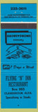 Matchbook Cover - Flying N Inn Restaurant Claresholm AB