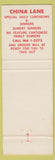 Matchbook Cover - China Lane Chinese Restaurant Cleveland OH