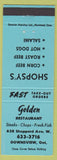 Matchbook Cover - Golden Restaurant Downsview ON