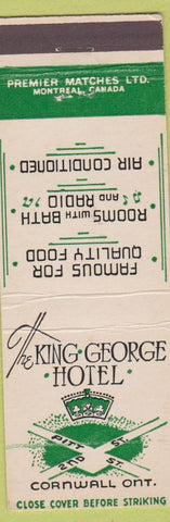Matchbook Cover - King George Hotel Cornwall ON