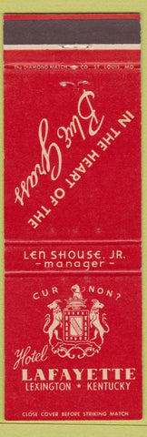 Matchbook Cover - Hotel Lafayette Lexington KY