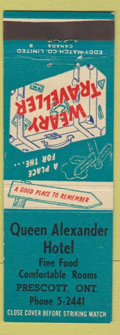 Matchbook Cover - Queen Alexander Hotel Prescott ON