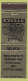Matchbook Cover - Nora Dempsey's Branding Iron Steak House Erlanger KY