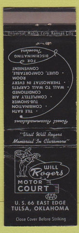 Matchbook Cover - Will Rogers Motor Court Tulsa OK Route 66 CREASE