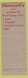 Matchbook Cover - Howard's Cafe Bar Rock Springs WY