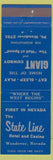 Matchbook Cover - State Line Hotel Casino Wendover NV