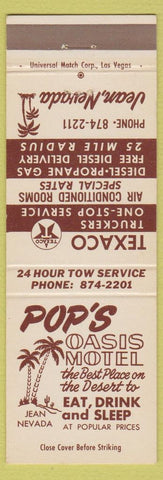 Matchbook Cover - Pop's Oasis Motel Jean NV Texaco oil gas