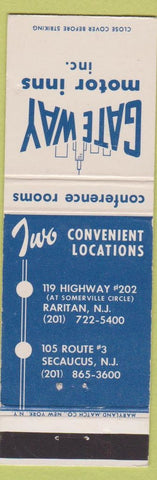 Matchbook Cover - Gate Way Motor Ins Raritan NJ Secaucus WEAR